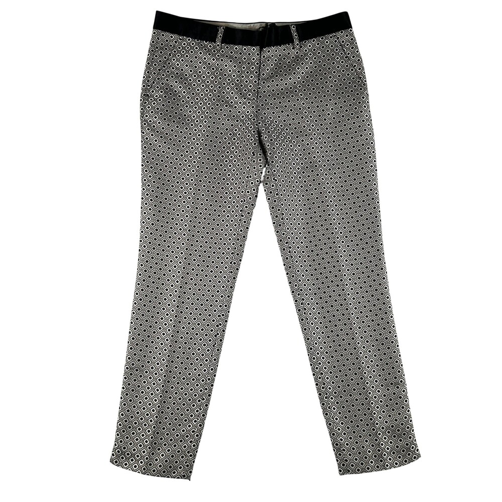 Sand Copenhagen Dress Pants Womens 36 Black Satin Geometric Slim Ankle Crop